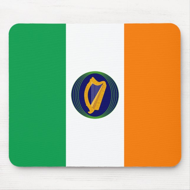 Flag of Ireland with Coat of Arms Mouse Mat (Front)