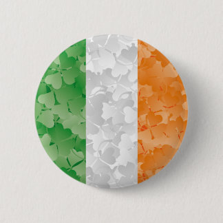 Flag of Ireland with shamrocks pattern 6 Cm Round Badge