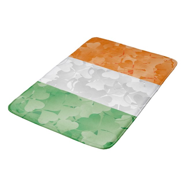 Flag of Ireland with shamrocks pattern Bath Mat (Angled)