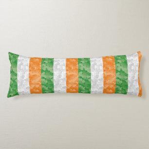 Flag of Ireland with shamrocks pattern Body Cushion