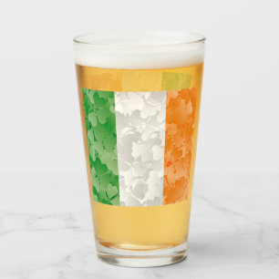 Flag of Ireland with shamrocks pattern Glass