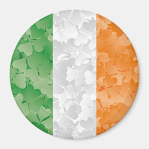 Flag of Ireland with shamrocks pattern Magnet