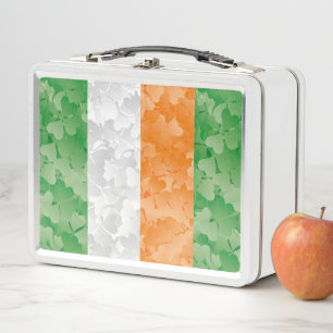 Flag of Ireland with shamrocks pattern Metal Lunch Box