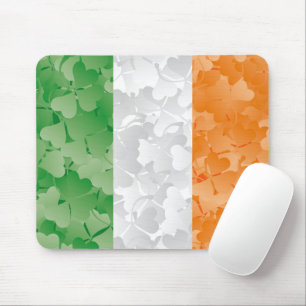 Flag of Ireland with shamrocks pattern Mouse Mat