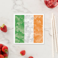Flag of Ireland with shamrocks pattern