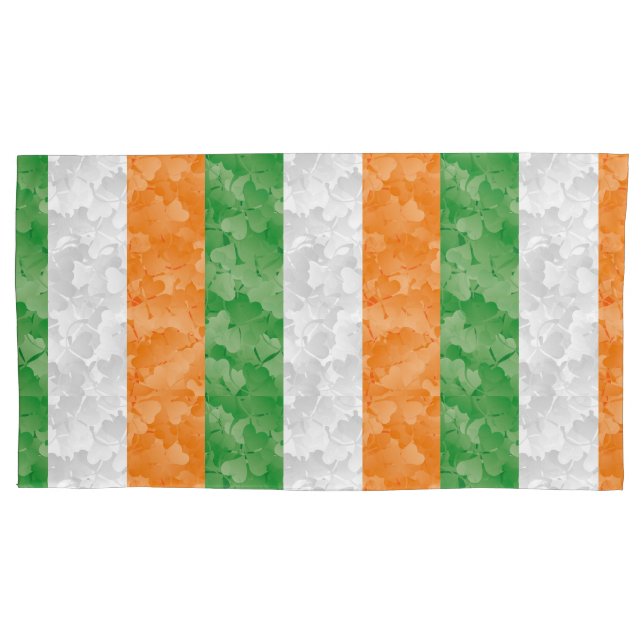 Flag of Ireland with shamrocks pattern Pillowcase (Front-Left)
