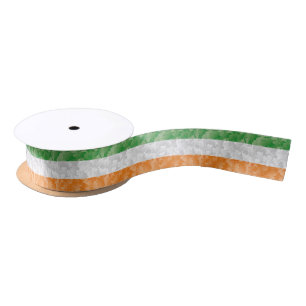 Flag of Ireland with shamrocks pattern Satin Ribbo Satin Ribbon