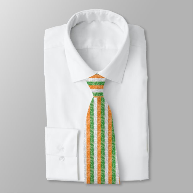 Flag of Ireland with shamrocks pattern Tie (Tied)