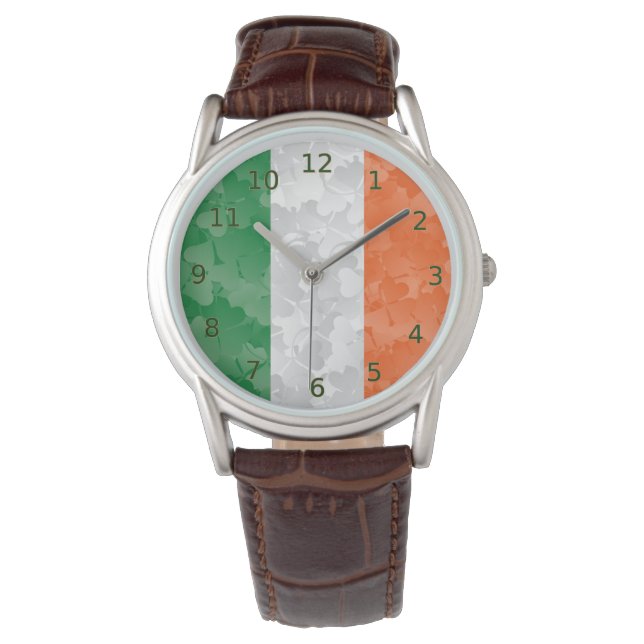 Flag of Ireland with shamrocks pattern Watch (Front)