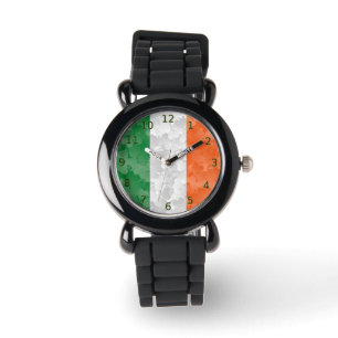 Flag of Ireland with shamrocks pattern Watch