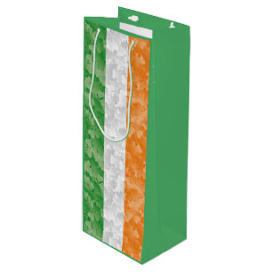 Flag of Ireland with shamrocks pattern Wine Gift B Bag