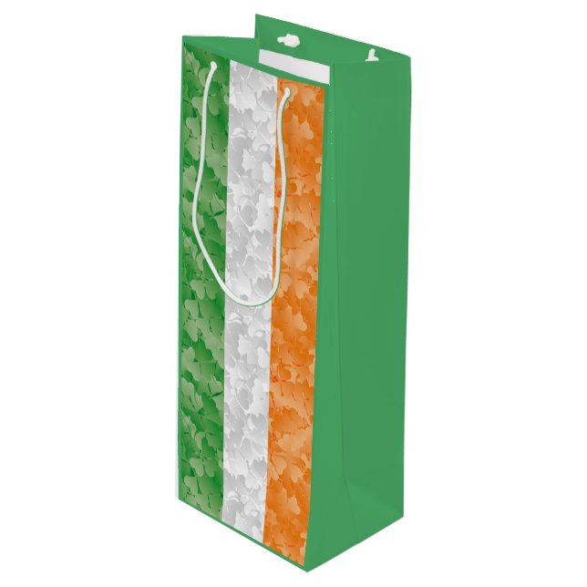 Flag of Ireland with shamrocks pattern Wine Gift B Bag (Front Angled)