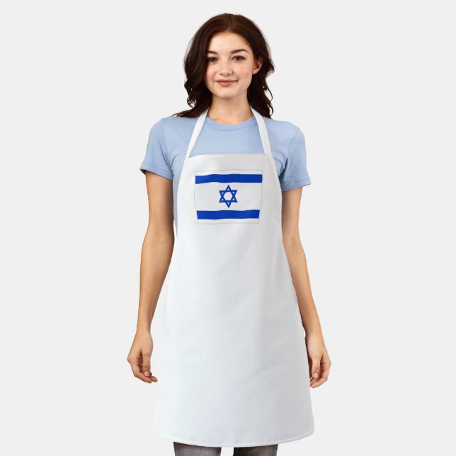 Flag of Israel blue and white modern patriotic Apron (Worn)
