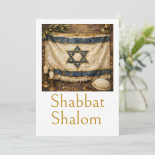 Flag of Israel, Shabbat Shalom, Rustic Farmhouse Card