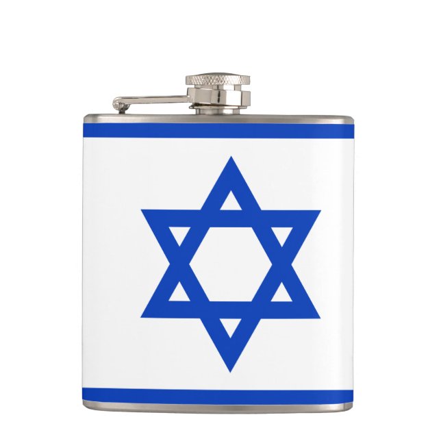 Flag of Israel Vinyl Wrapped Flask (Front)
