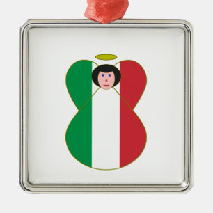 Flag of Italy Angel Metal Tree Decoration