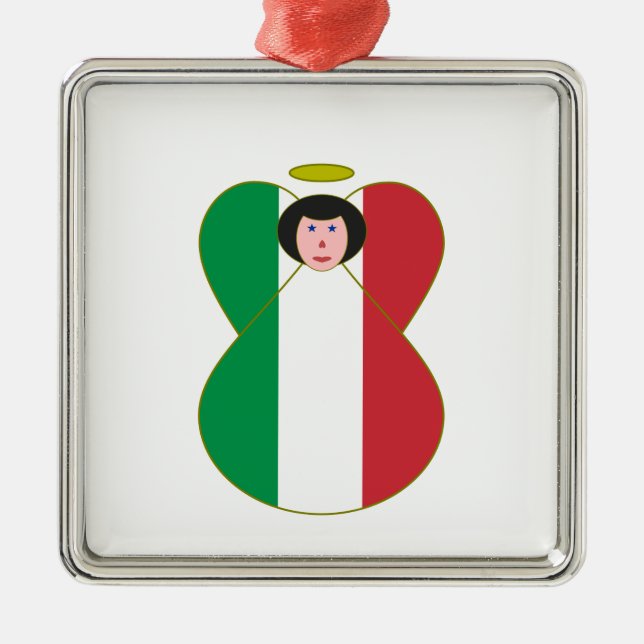 Flag of Italy Angel Metal Tree Decoration (Front)