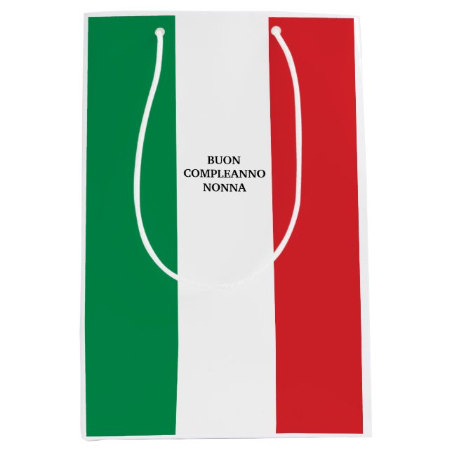 Flag of Italy Buon Compleanno or Custom Wording Medium Gift Bag (Front)