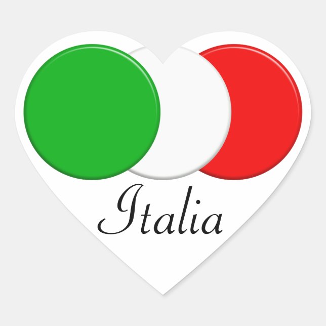 Flag of Italy. i love Italy. Heart Sticker (Front)