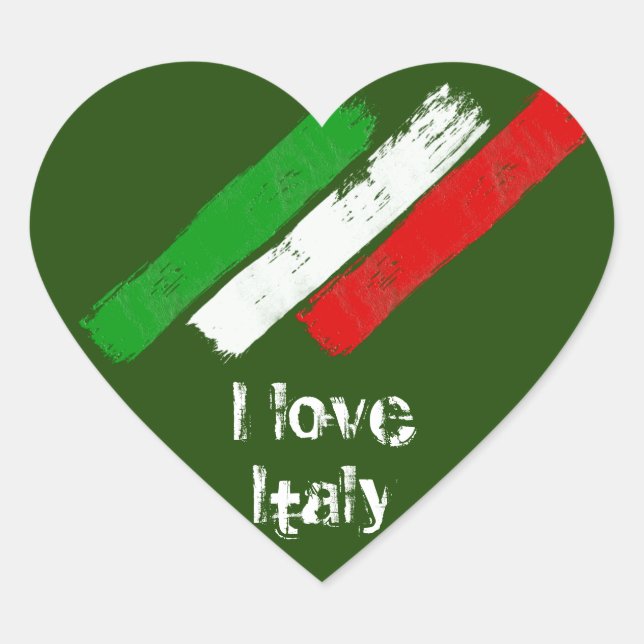 Flag of Italy. I love Italy. Heart Sticker (Front)