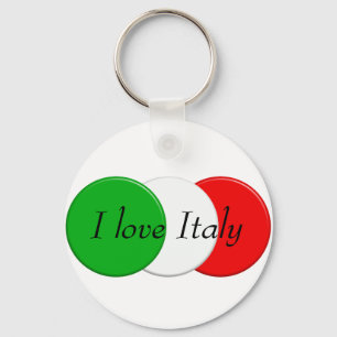 Flag of Italy. I love Italy. text. Key Ring