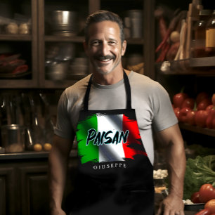 Flag of Italy Italian Flag Black Apron
