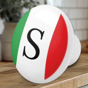 Flag of Italy - Monogrammed Italian  Ceramic Knob