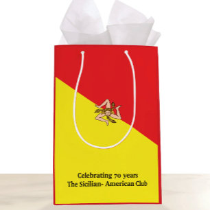 Flag of Italy Sicily with Custom Wording Medium Gift Bag