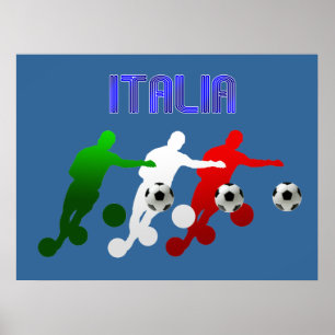 Flag of Italy Soccer Players Italia Calcio Sports Poster