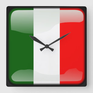 Flag of Italy Square Wall Clock