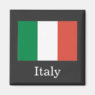 Flag of Italy, white text, Magnet