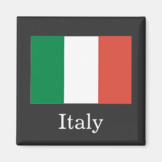 Flag of Italy, white text, Magnet (Front)