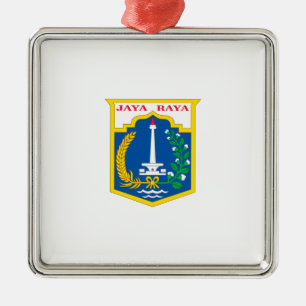 Flag of Jakarta (Indonesian Capital City) Metal Tree Decoration