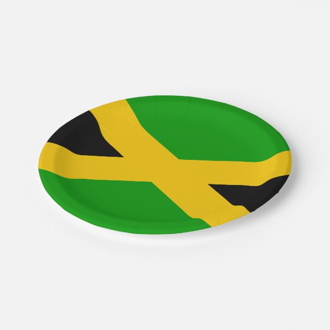 Flag of Jamaica Paper Plate (Angled)