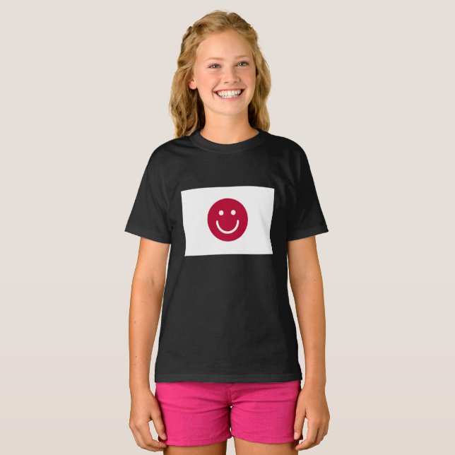 Flag of Japan with Smile face T-Shirt (Front Full)