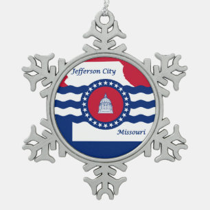Flag of Jefferson city, Missouri Snowflake Pewter  Snowflake Pewter Christmas Ornament