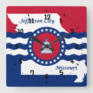 Flag of Jefferson city, Missouri Square Wall Clock