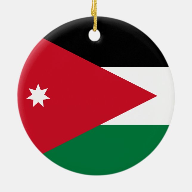 Flag of Jordan Ceramic Tree Decoration (Back)