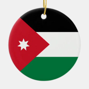 Flag of Jordan Ceramic Tree Decoration