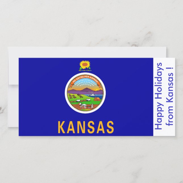 Flag of Kansas, Happy Holidays from U.S.A. Holiday Card (Front)