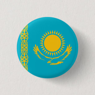 Flag of Kazakhstan 3 Cm Round Badge