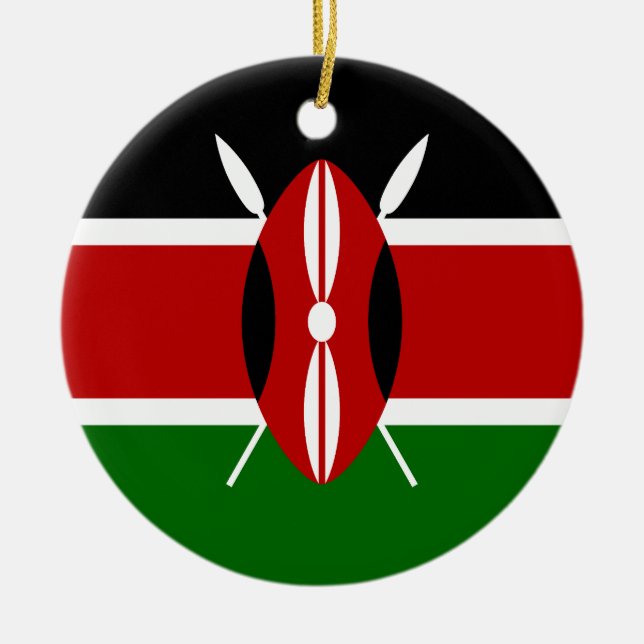 Flag of Kenya Ceramic Tree Decoration (Front)