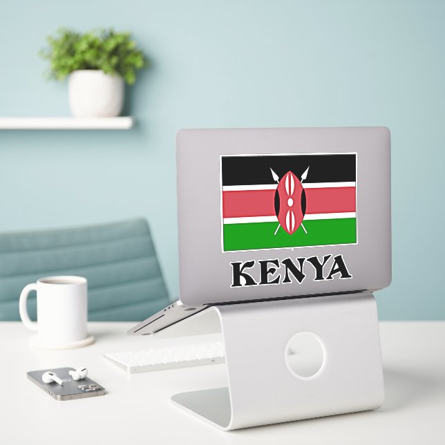Flag of Kenya, labelled (Laptop On Desk)