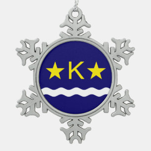 Flag of Kinshasa, Congo Snowflake Pewter Christmas Ornament