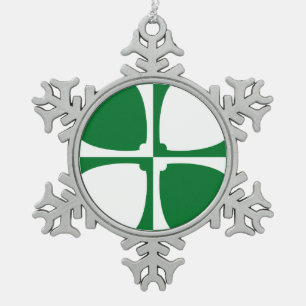 Flag of Kirkcudbrightshire Snowflake Pewter Christmas Ornament