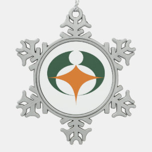 Flag of Koga, Shiga, Japan Snowflake Pewter Christmas Ornament