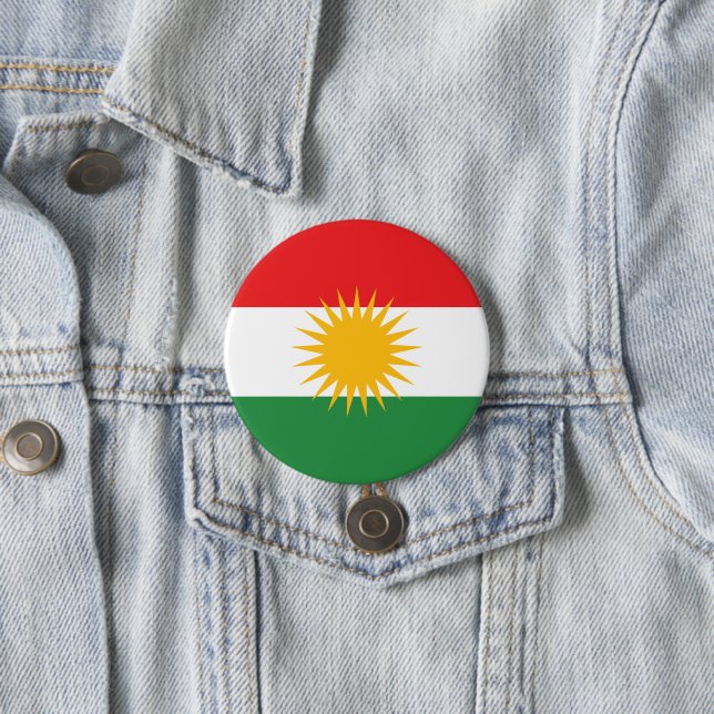 Flag of Kurdistan 7.5 Cm Round Badge (In Situ)