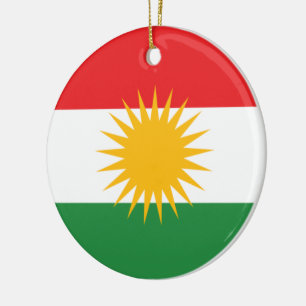 Flag of Kurdistan Ceramic Tree Decoration