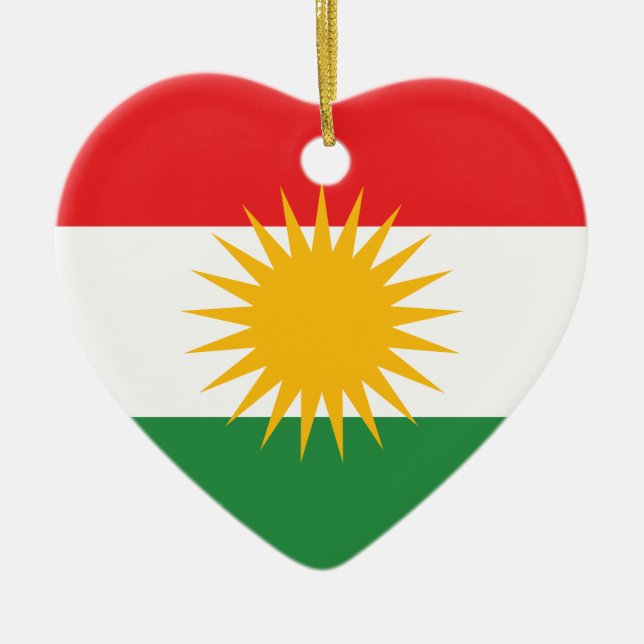 Flag of Kurdistan; Kurd; Kurdish Ceramic Tree Decoration (Front)