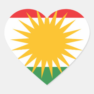 Flag of Kurdistan; Kurd; Kurdish Heart Sticker